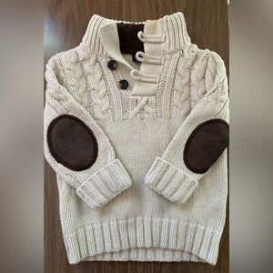 GAP Cream Cable Knit Sweater with Elbow Patches
